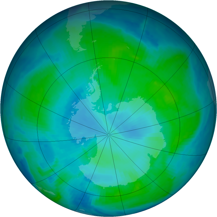 Antarctic ozone map for 05 February 1997